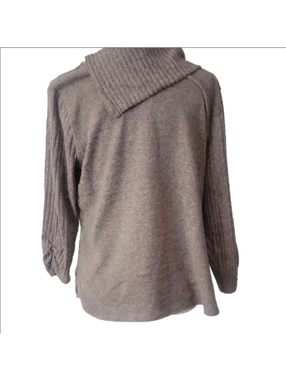 Brown Cowl Neck Sweater Large Stretchy Lightweight - Picture 4 of 7